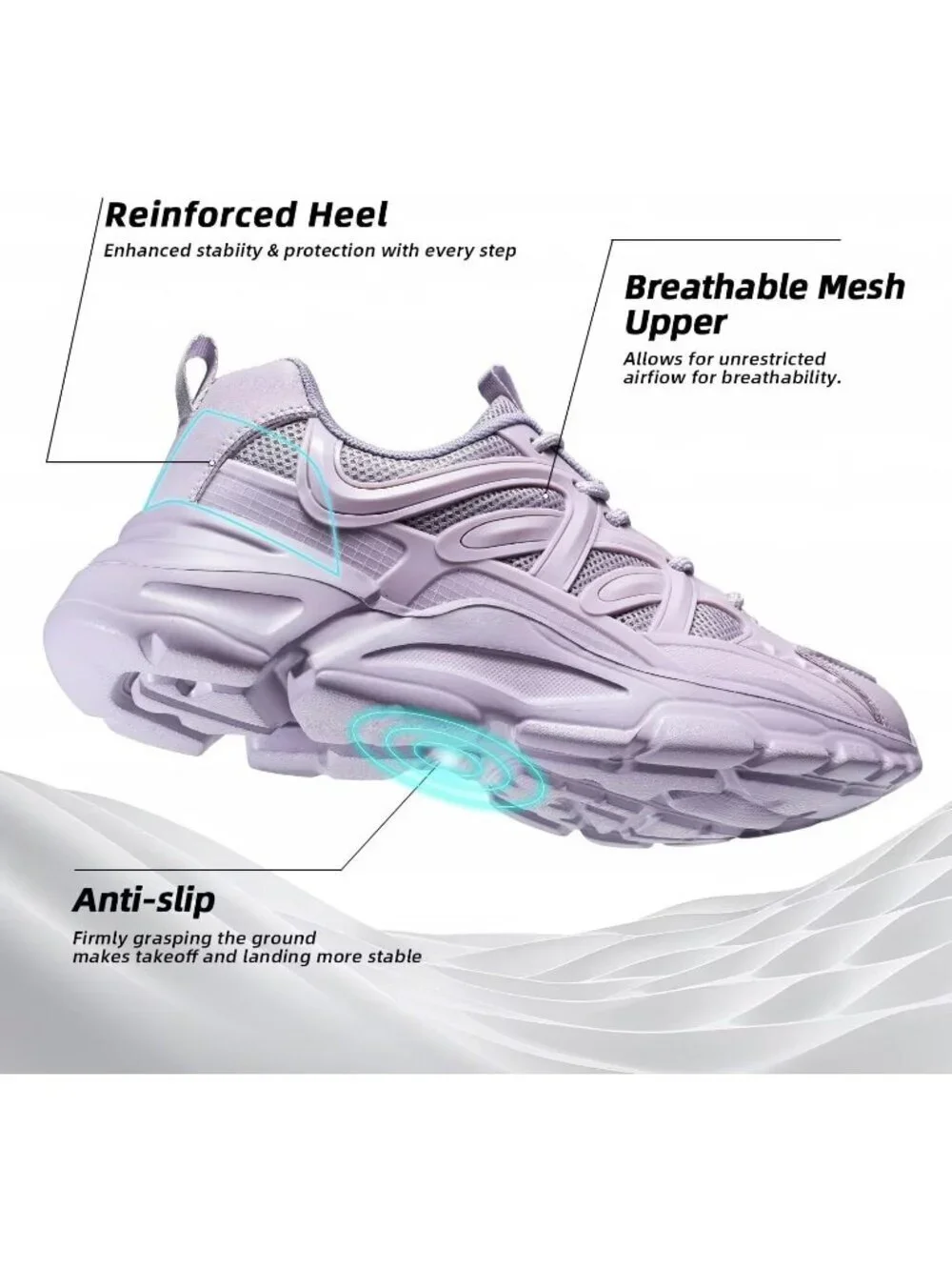 Women's Purple Ladies Walking Comfor Breathable Soft Sole Tennis Sneaker Shoes